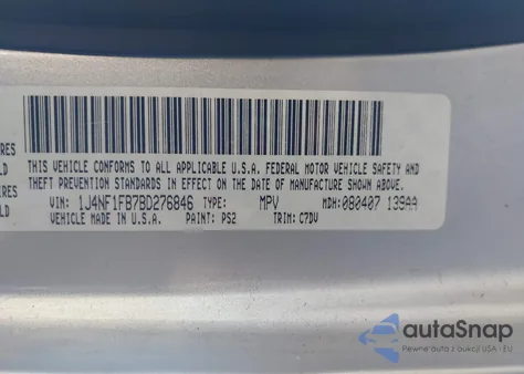 2011 Jeep Compass из США, поврежденный, VIN 1J4NF1FB7BD276846